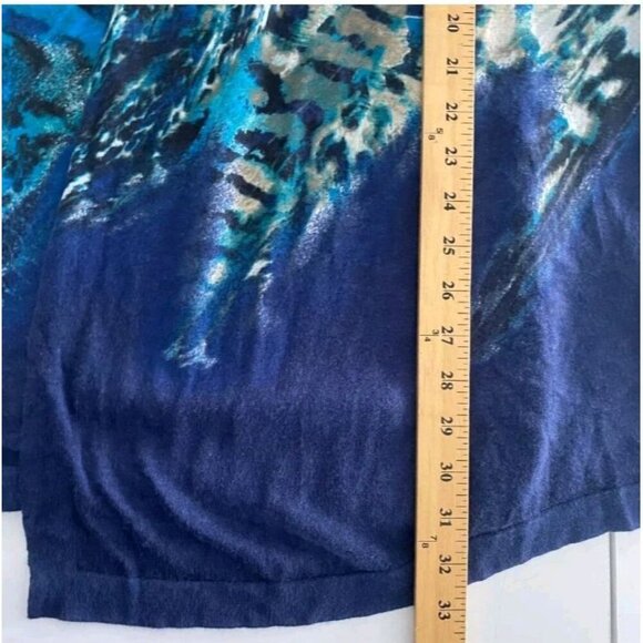 Chicos Fierce Blues Kandyce Cardigan Size 1 US Medium Short Sleeve Open Front - Picture 11 of 12